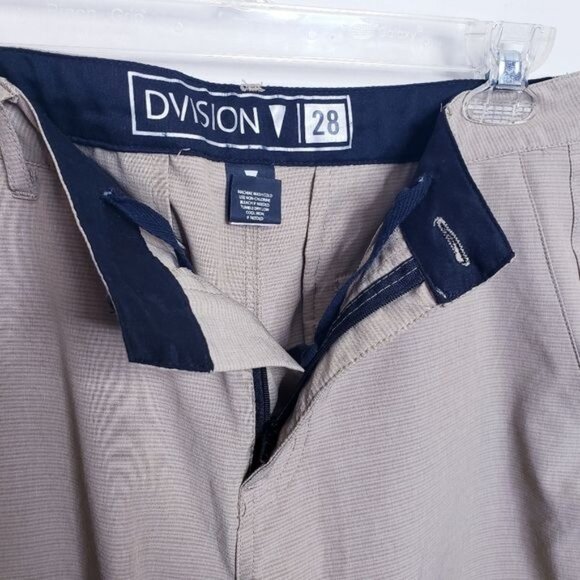 Division Tan Stripe Casual Chino Flat Front Shorts Men's Size 28 - Picture 5 of 7